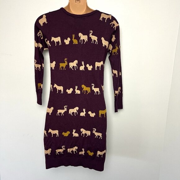 Knitted Dove Novelty Animal Print Cardigan Sz S Long Line Fitted V-neck y2k 90s - Picture 6 of 10